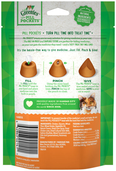 Feline Greenies Pill Pockets Chicken Flavor Cat Treats - 1.6 oz