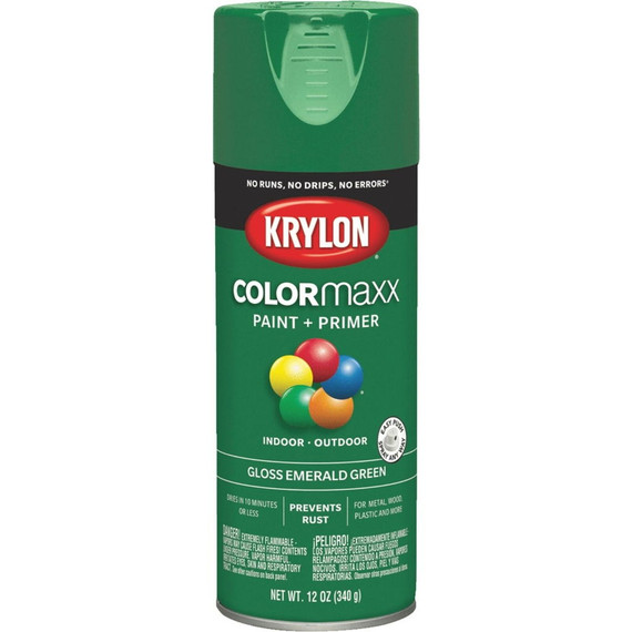 Krylon Colormaxx Gloss Spray Paint + Primer - 12 oz - Emerald Green