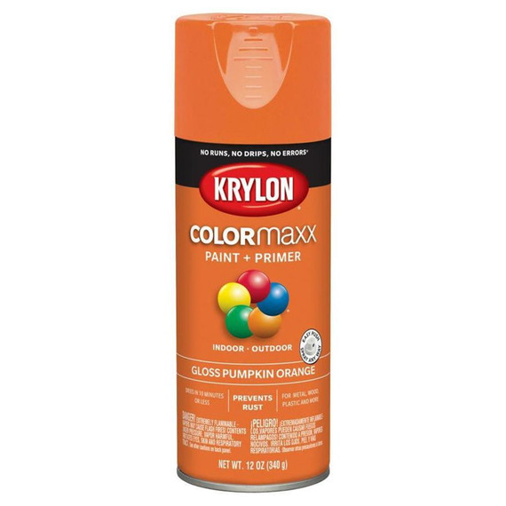 Krylon Colormaxx Gloss Pumpkin Orange Spray Paint + Primer - 12 Oz