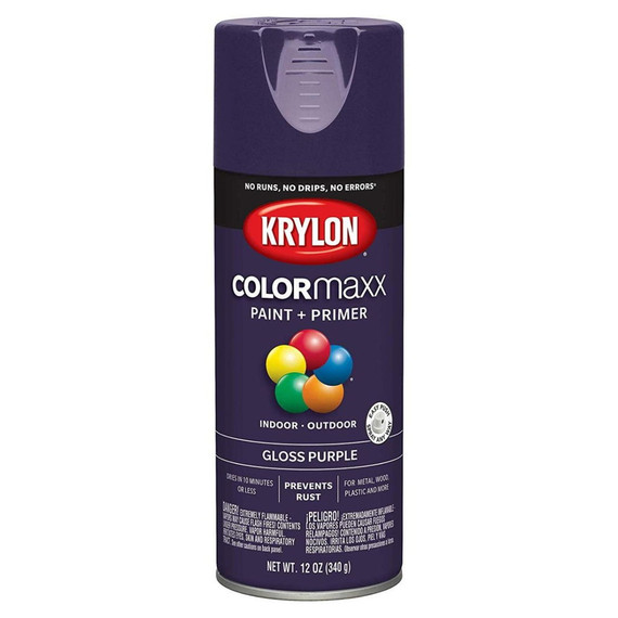 Krylon Colormaxx Gloss Spray Paint + Primer - 12 oz - Purple