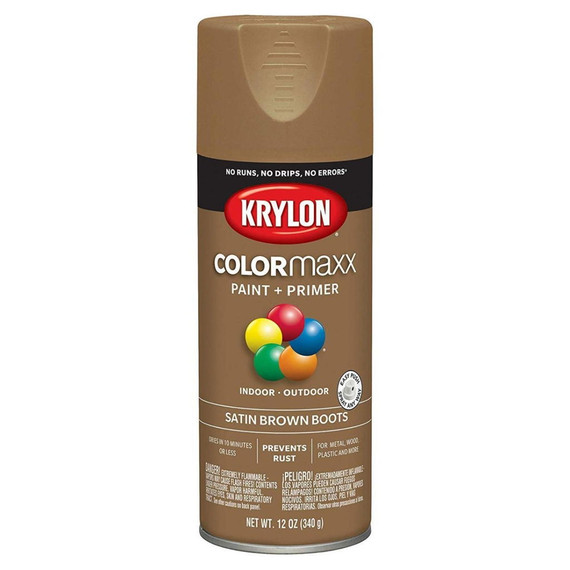 Krylon Colormaxx Satin Spray Paint + Primer - 12 oz - Brown Boots