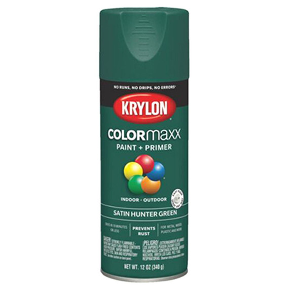 Krylon Colormaxx Satin Hunter Green Spray Paint + Primer - 12 Oz