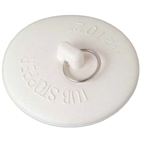 Master Plumber Rubber Tub Stopper With Metal Ring - White