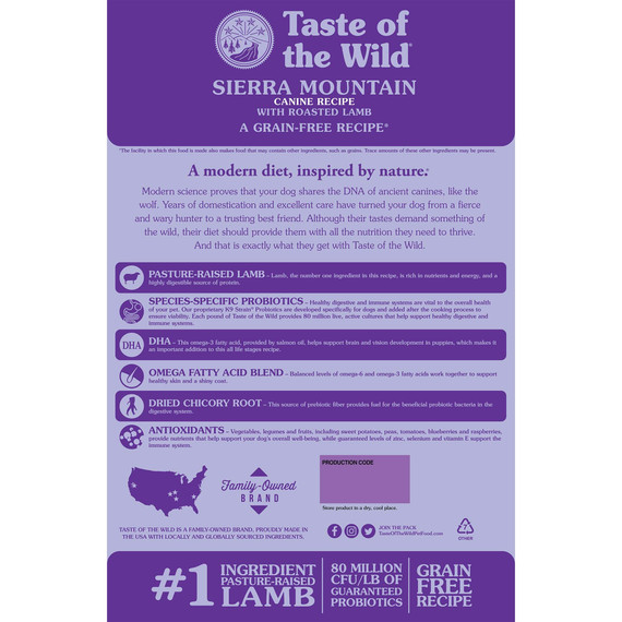 Taste of the Wild Sierra Mountain Canine Recipe with Roasted Lamb Grain-free Dry Dog Food - 5 lb