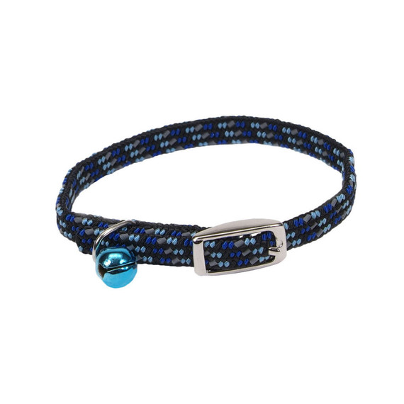 Li'l Pals Blue Elasticized Safety Kitten Collar With Reflective Threads - 3/8" X 08"