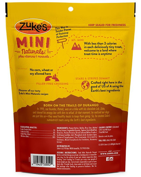 Zuke's Mini Naturals Peanut Butter & Oats Recipe - 6 oz