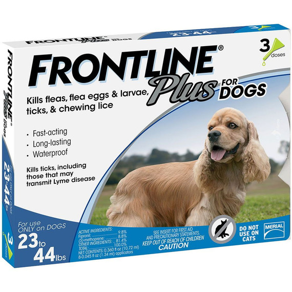 Frontline Plus 3 Dose Flea & Tick Treatment For Dogs - 23 - 44 Lb