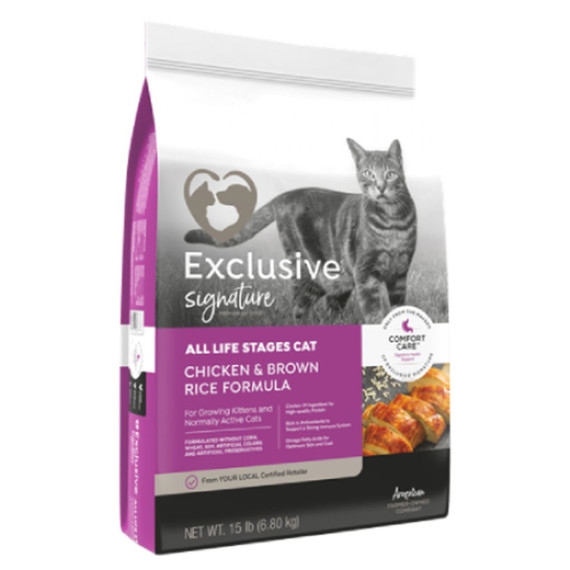 Exclusive Signature All Life Stages Chicken & Brown Rice Formula Dry Cat Food - 15 lb