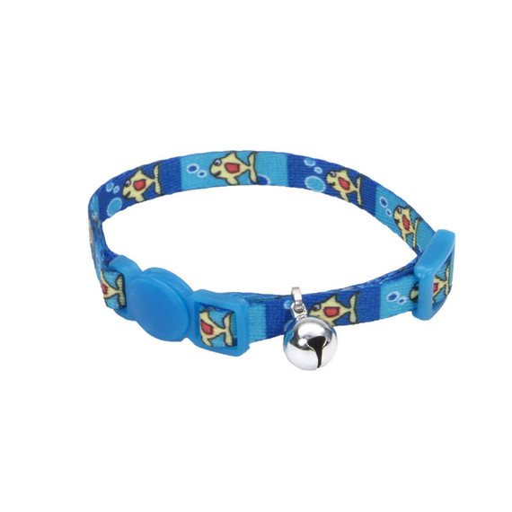 Li'l Pals Adjustable Breakaway Kitten Collar - Fish With Bubbles