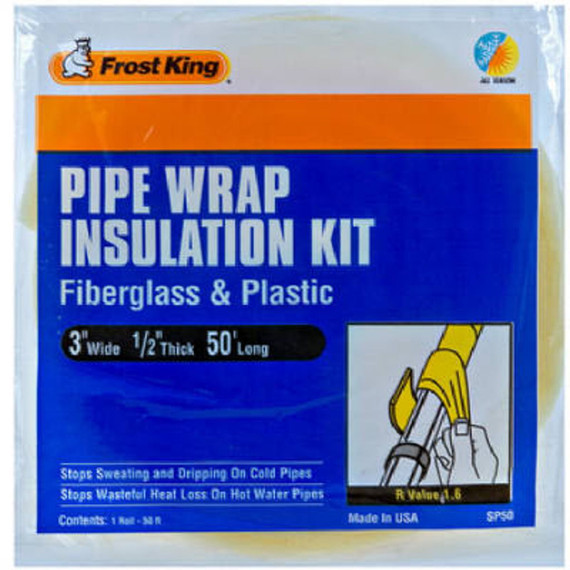 Frost King Fiberglass & Plastic Pipe Wrap Insulation Kit - 50'