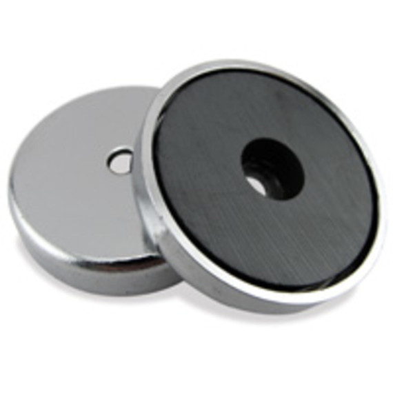 Master Magnetics Silver Ceramic Round Base Magnet - 25 lb