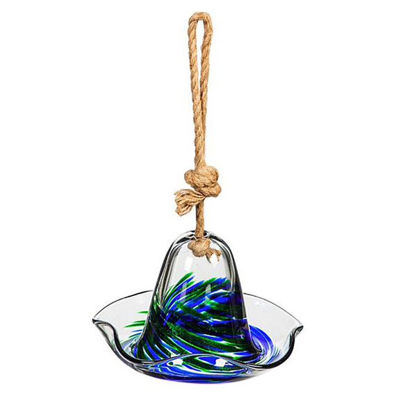 Evergreen Enterprises Glass Swirl Bell Shaped Hanging Bird Feeder - Blue/green