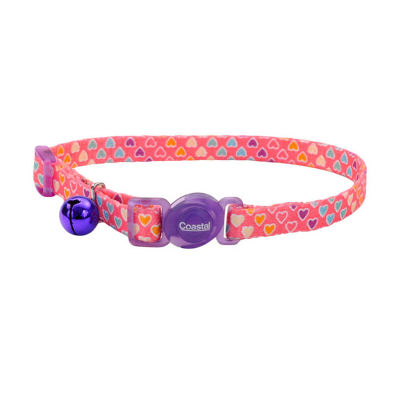 Coastal Safe Cat Fashion Adjustable Breakaway Collar - Multi Colored Heart