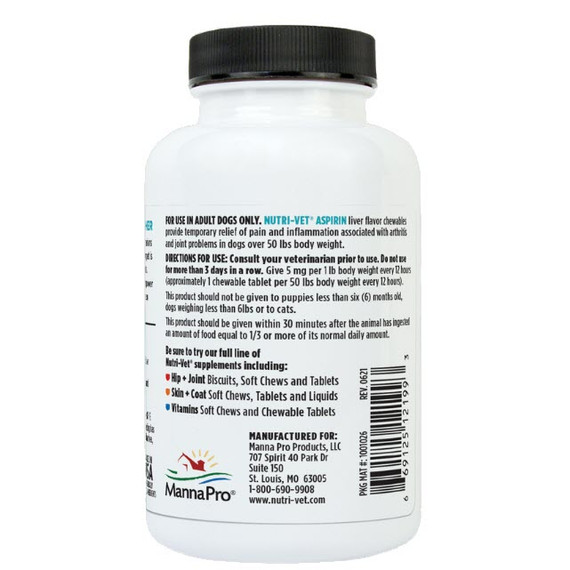 Nutri-Vet Aspirin Chewable Tablets for Large Dogs - 75 ct