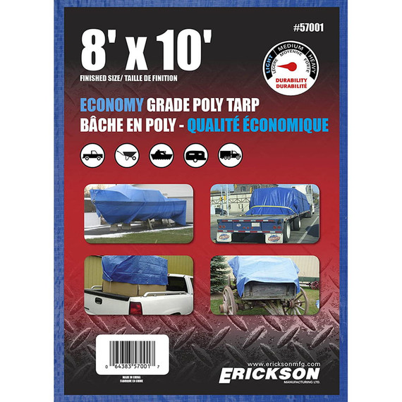 Erickson Blue Economy Grade Poly Tarp - 8' X 10'