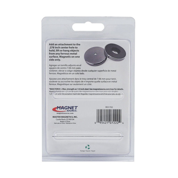 Master Magnetics Silver Heavy-duty Ceramic Round Base Magnet - 65 lb