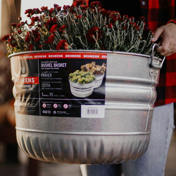 Behrens Smooth Galvanized Steel Utility Basket - 35L