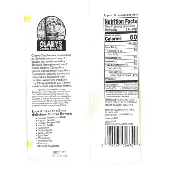 Claeys Lemons Drops Hard Candy - 6 Oz