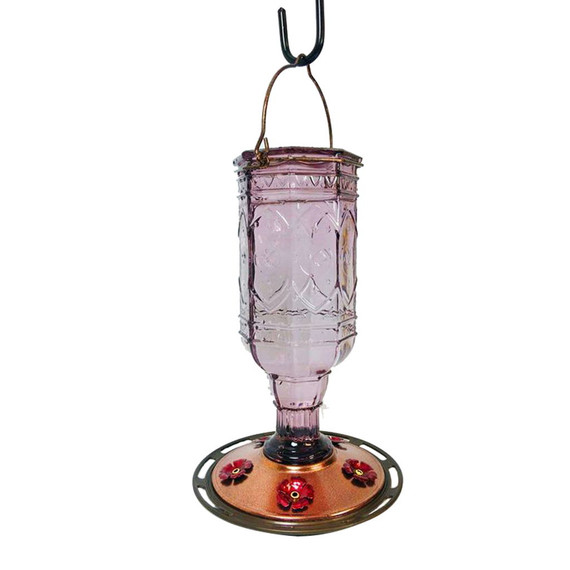 More Birds Amethyst Jewel Hummingbird Feeder with Vintage Glass Bottle - 20 oz