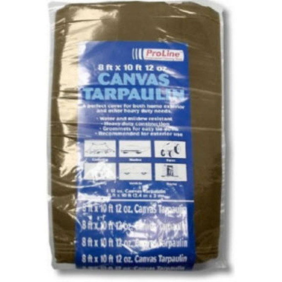 Proline Heavy Weight Brown Canvas Tarpaulin - 8' X 10'