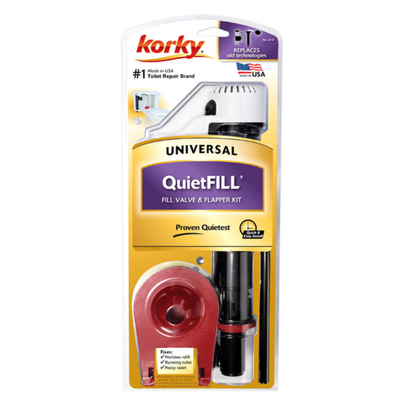 Korky Quietfill Toilet Fill Valve And 2" Toilet Flapper Kit
