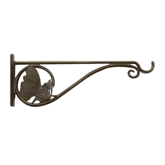 Brown Cast Aluminum Butterfly Hanging Plant Bracket - 15"