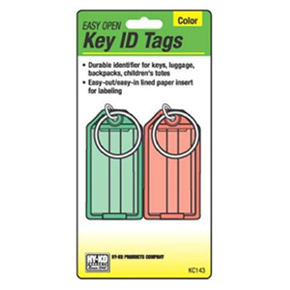 Hy-ko Colored Easy Open Key I.d. Tag With Split Ring - 2 Pk