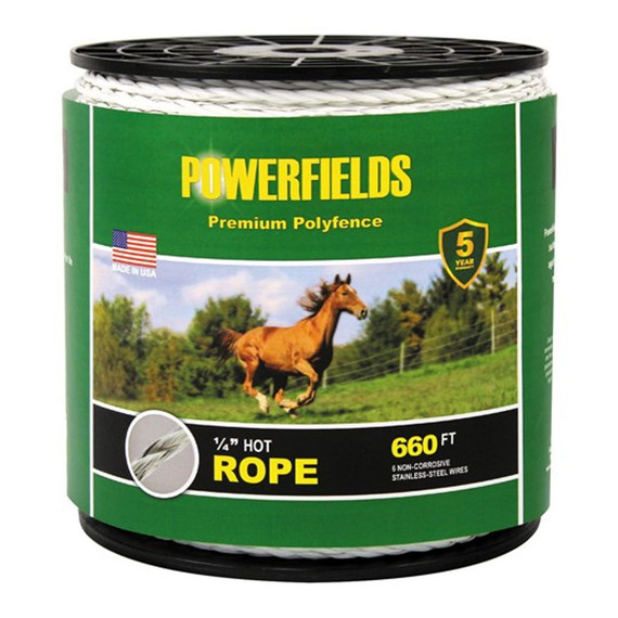 Powerfields 6 Wire Premium Polyfence Hot Rope - 1/4" X 660'