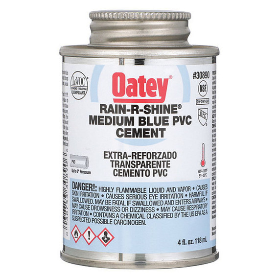 Oatey Rain-R-Shine Blue PVC Cement - 4 oz