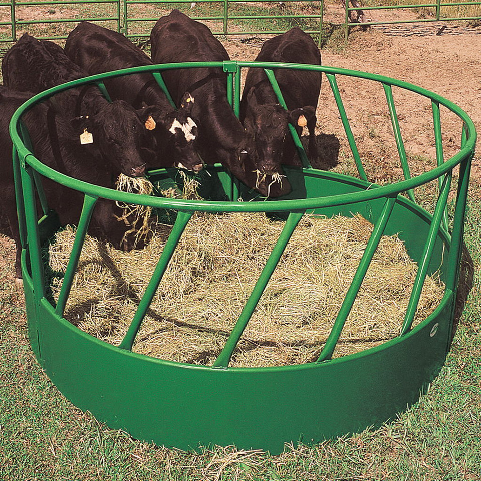 Powder River Slant Bar Round Bale Feeder - Green