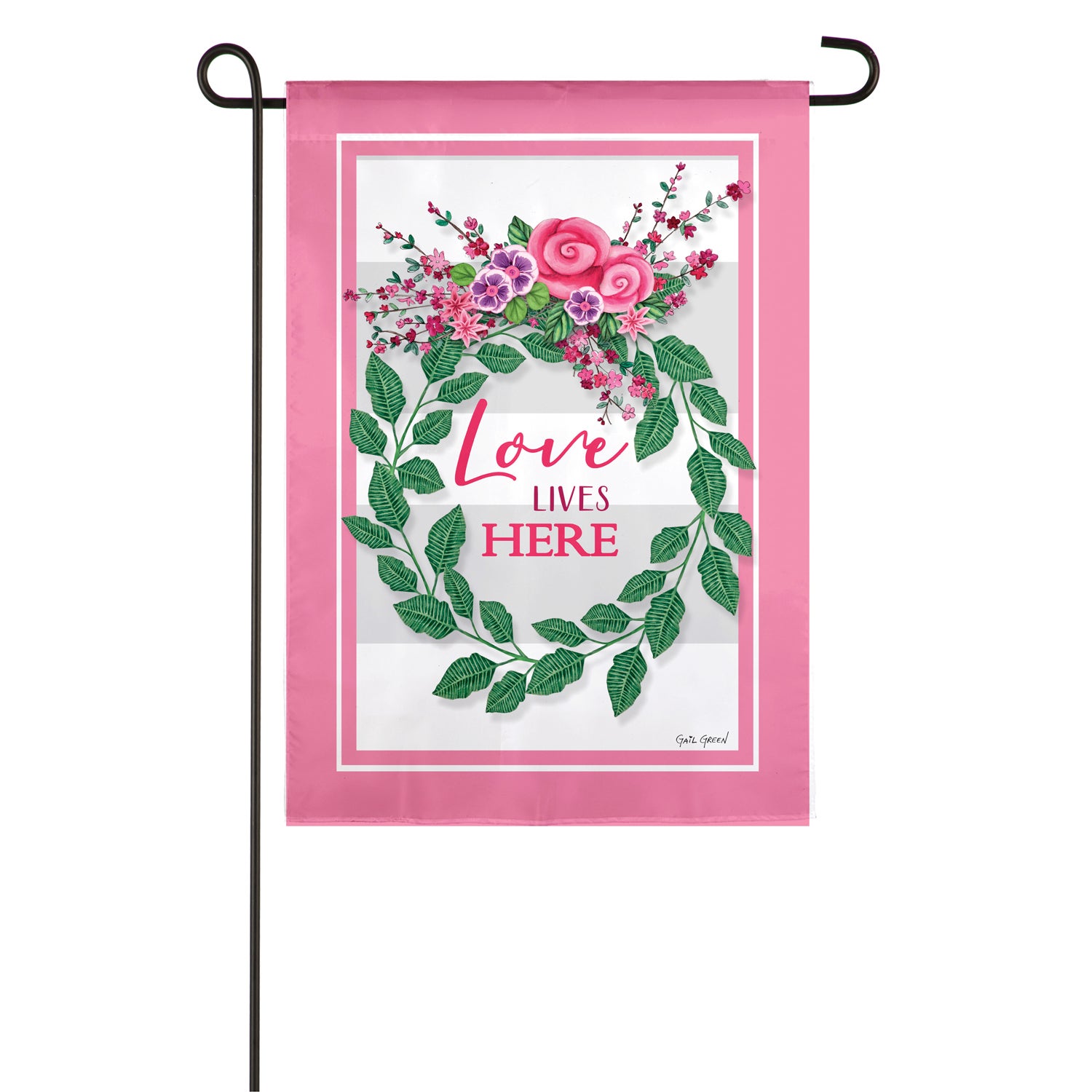 Evergreen Enterprises Love Lives Here Suede Garden Flag - 18