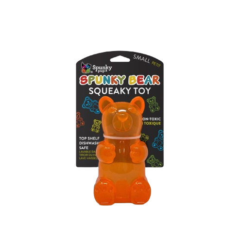 Spunky Pup Squeaker Bear Dog Toy - Orange