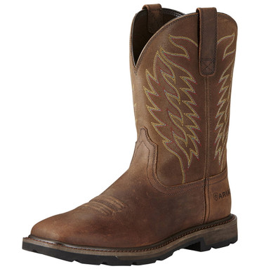 ARIAT GROUNDBREAKER WIDE SQUARE TOE WATERPROOF WORK BOOTS MENS PALM BROWN 9.5 D Ariat Men main image 4
