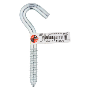 National Hardware Zinc Plated Heavy Duty Screw Hook - 3/8 X 4-1/2