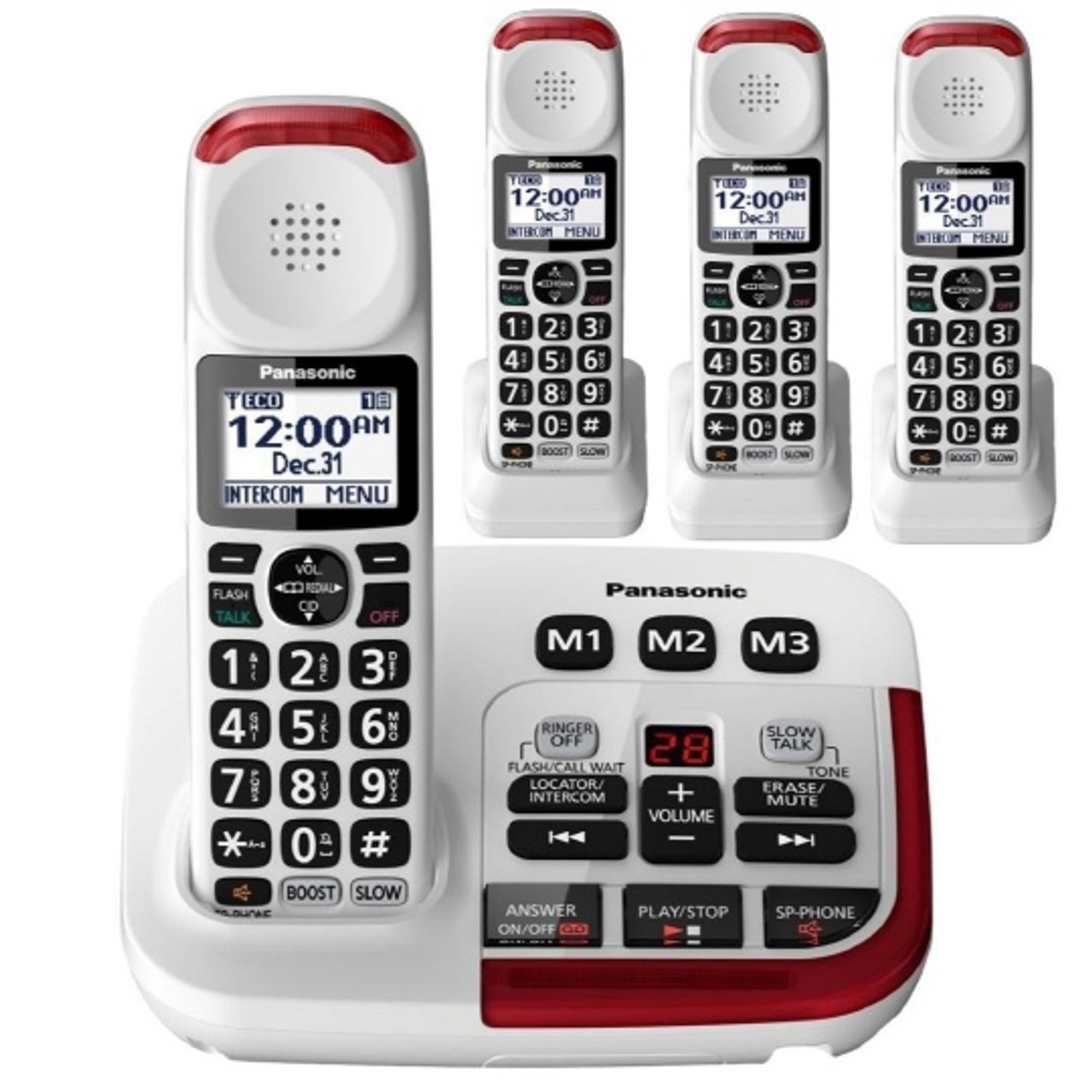 Panasonic KX-TGM420W Amplified Cordless Phone with Answering Machine and  (3) Extra Handsets Vaughn Engineering