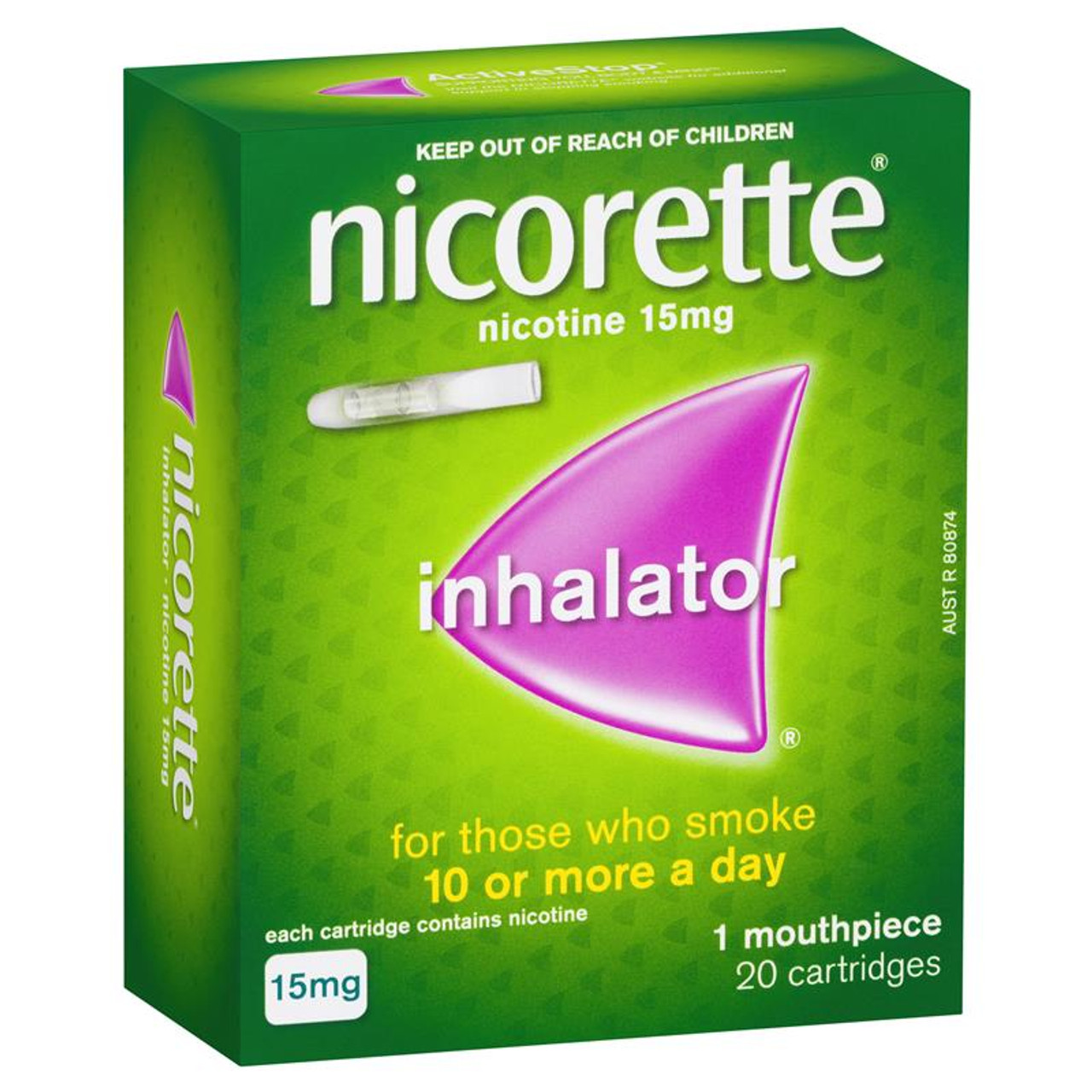 Nicorette Quit Smoking Inhalator 1 Mouthpiece And Cartridges 15mg 20 Pack Australian 9493