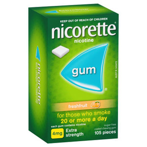 Nicorette Quit Smoking Extra Strength Fresh Fruit Chewing Gum 4mg 105 Pieces Nicorette Quit Smoking Extra Strength Fresh Fruit Chewing Gum 4mg 105 Pieces