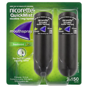 Nicorette Quit Smoking QuickMist Mouth Spray Freshmint Duo 150 Sprays (13.2mL x 2)