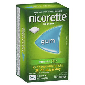 Nicorette Quit Smoking Regular Strength Fresh Mint Chewing Gum 2mg 105 Pieces