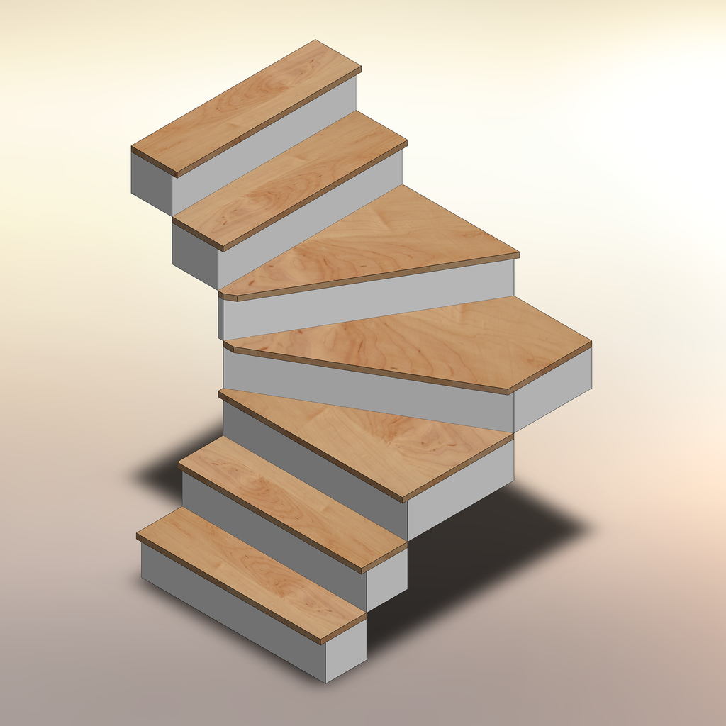 Hard Maple Hardwood Stair Tread with Return