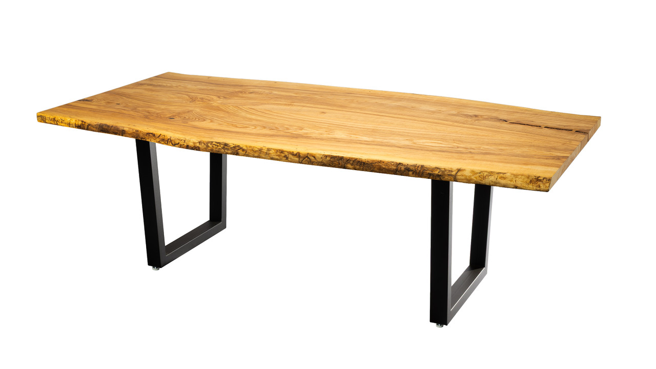 Live Edge Dining Table, Book Matched Ash Slabs | HLC Furniture