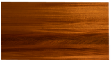 Overhead view of an African Mohogany butcher block counter. The edge grain style highlights the lustrous surface and the beautiful color of the wood.