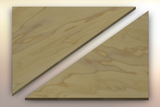 Poplar Winder Treads diagonally cut into two pieces.