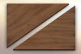 Steamed Walnut Winder Treads diagonally cut into two pieces.