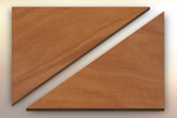 Genuine Mahogany Winder Treads diagonally cut into two pieces.