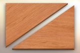 Rift Sawn Red Oak Winder Treads diagonally cut into two pieces.