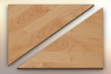 Rustic Maple Winder Treads diagonally cut into two pieces.