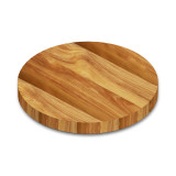 High angle shot of Acacia round wide plank tabletop