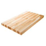 High angle shot of solid Signature Blended Hickory Wide Plank wood countertop.