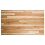 Overtop shot of solid Signature Blended Hickory Wide Plank wood countertop.